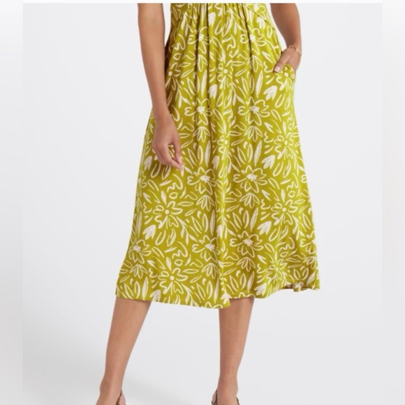 Hawthorn Vera Midi length Floral abstract green sleeveless dress NEW size Large - Picture 10 of 10